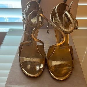 Jimmy Choi Gold patent formal sandal
